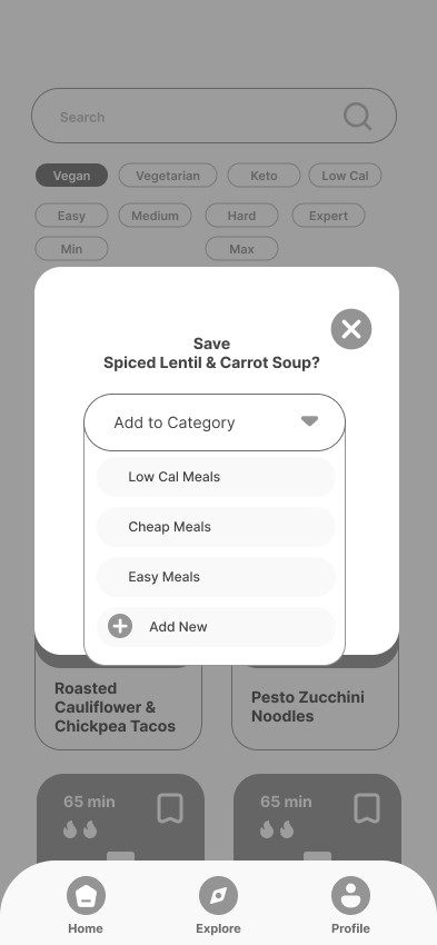 Low fidelity wireframe design for Dishable app location details page